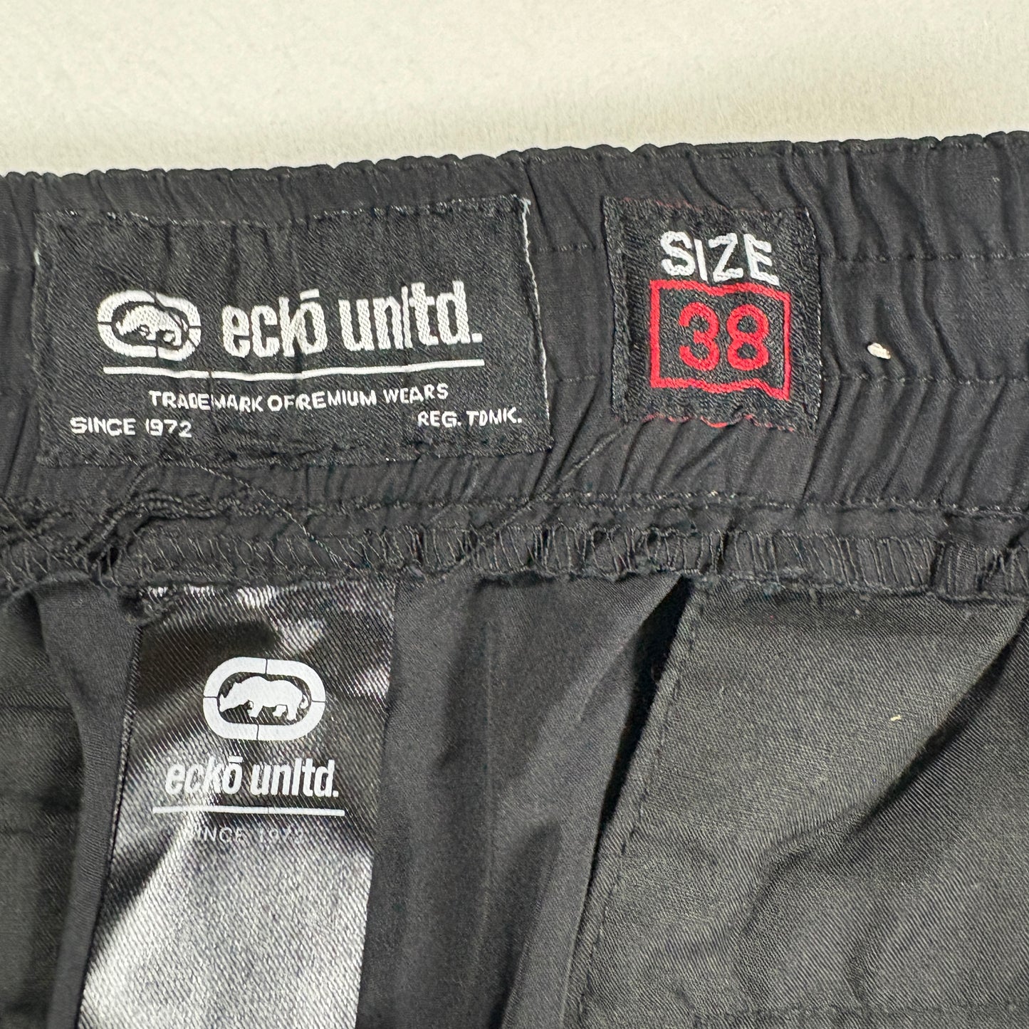 Ecko Unltd Mens Pants Sz 38 Black Nylon Joggers Streetwear Y2K 90s Hip Hop VTG