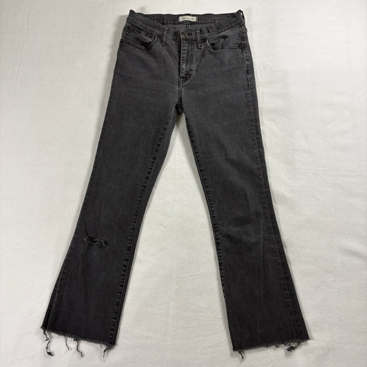 Madewell 9 Inch Bootcut Jeans Womens 27 Black Distressed Frayed Y2K