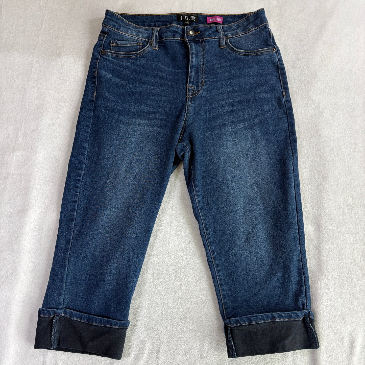 Y2K Capri Jeans Cuffed Hem Stretch Filth Jeans Tag 10 Fits Like 30X18 Denim