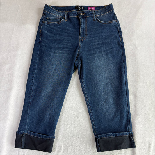 Y2K Capri Jeans Cuffed Hem Stretch Filth Jeans Tag 10 Fits Like 30X18 Denim