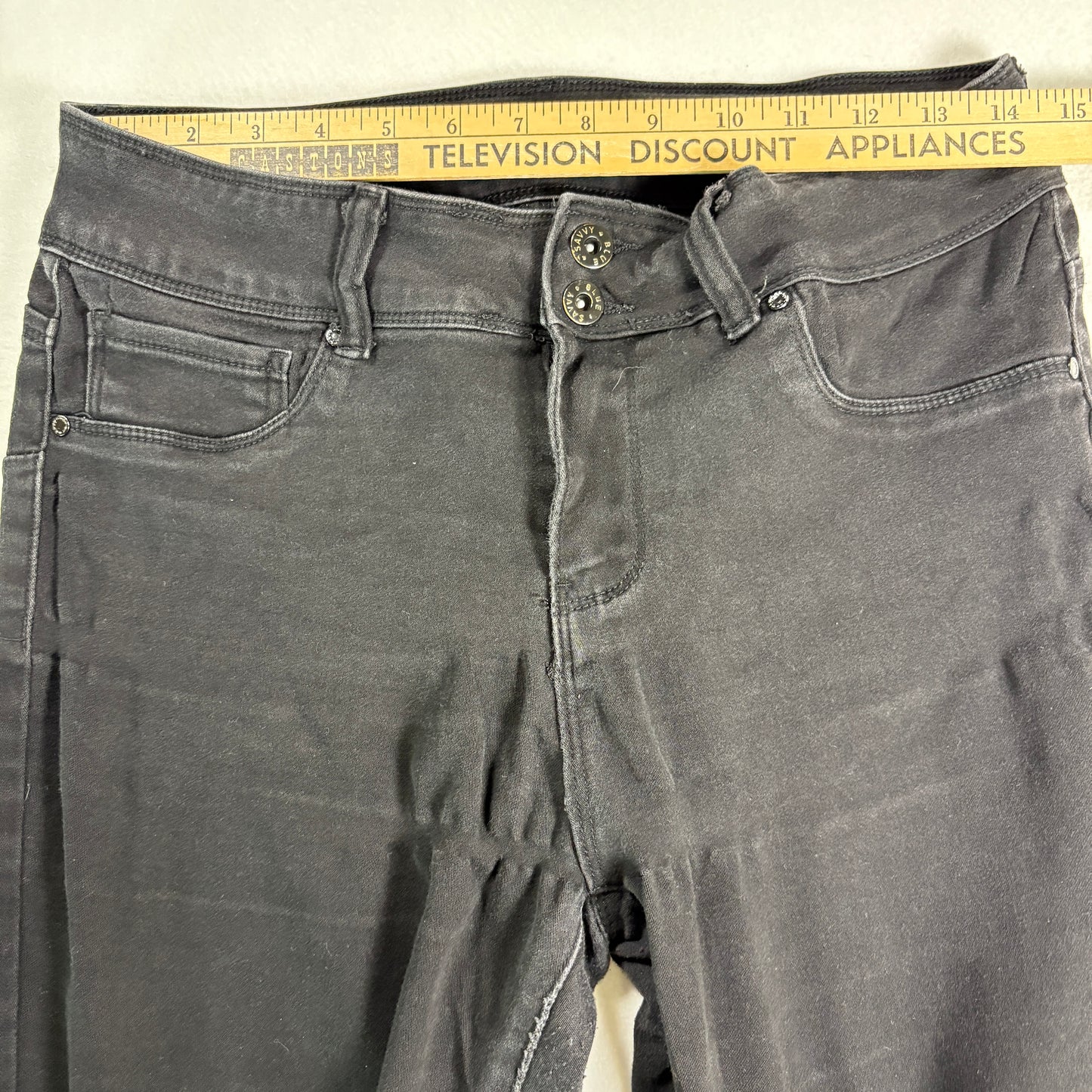 Blue Savin Womens Jeans Sz 13/31 Black High Rise Skinny Stretch Denim Y2K Vintage