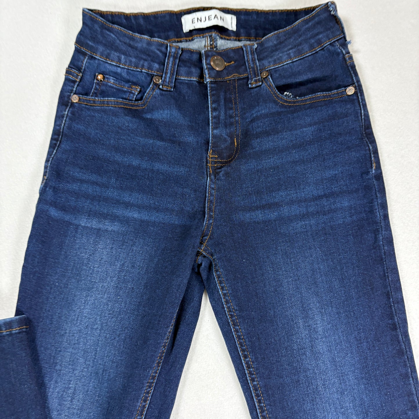 Enjean Womens Jeans Sz 0/24 Dark Wash High Rise Skinny Stretch Denim Y2K Slim