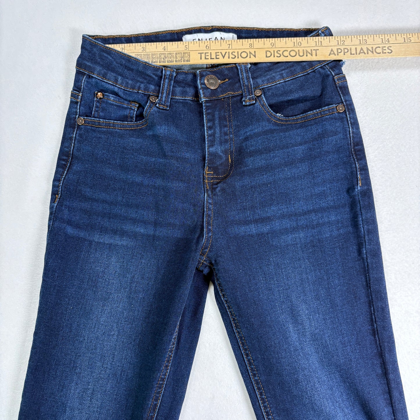 Enjean Womens Jeans Sz 0/24 Dark Wash High Rise Skinny Stretch Denim Y2K Slim