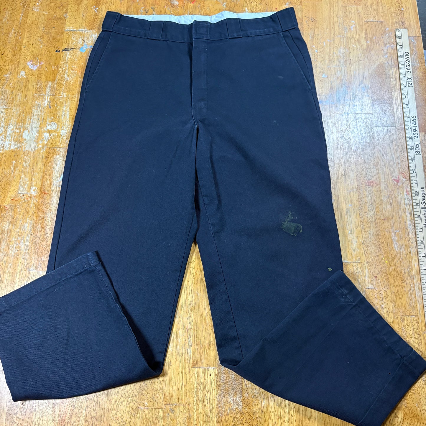 Dickies 874 Work Pants Mens 36x32 Navy Blue Stained Workwear Utility Durable