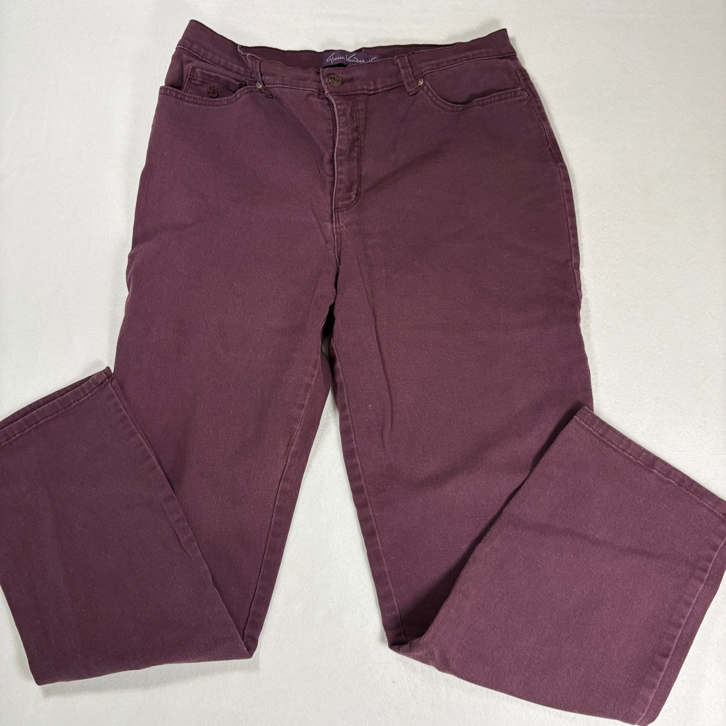 Gloria Vanderbilt Womens Jeans Sz 14 Burgundy Amanda High Rise Straight Plus Y2K