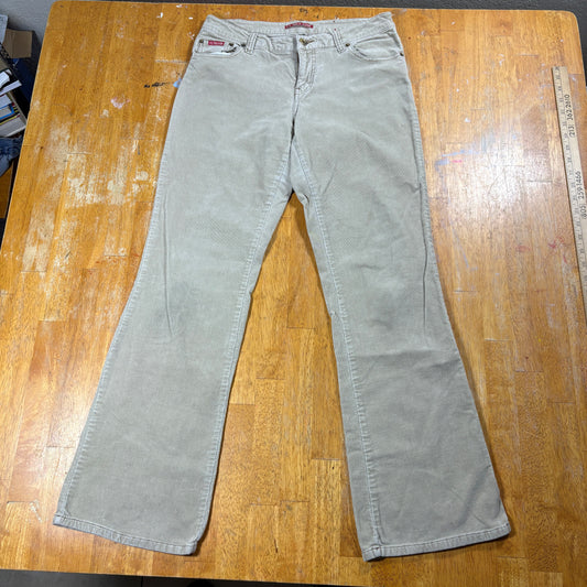 US Polo Assn Corduroy Pants Womens Size 7/8 Beige Flare Casual Soft Vintage Y2K