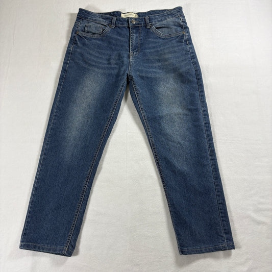 Stitches & Rivets Mens 34x34 Straight Leg Blue Jeans Classic Denim Wash