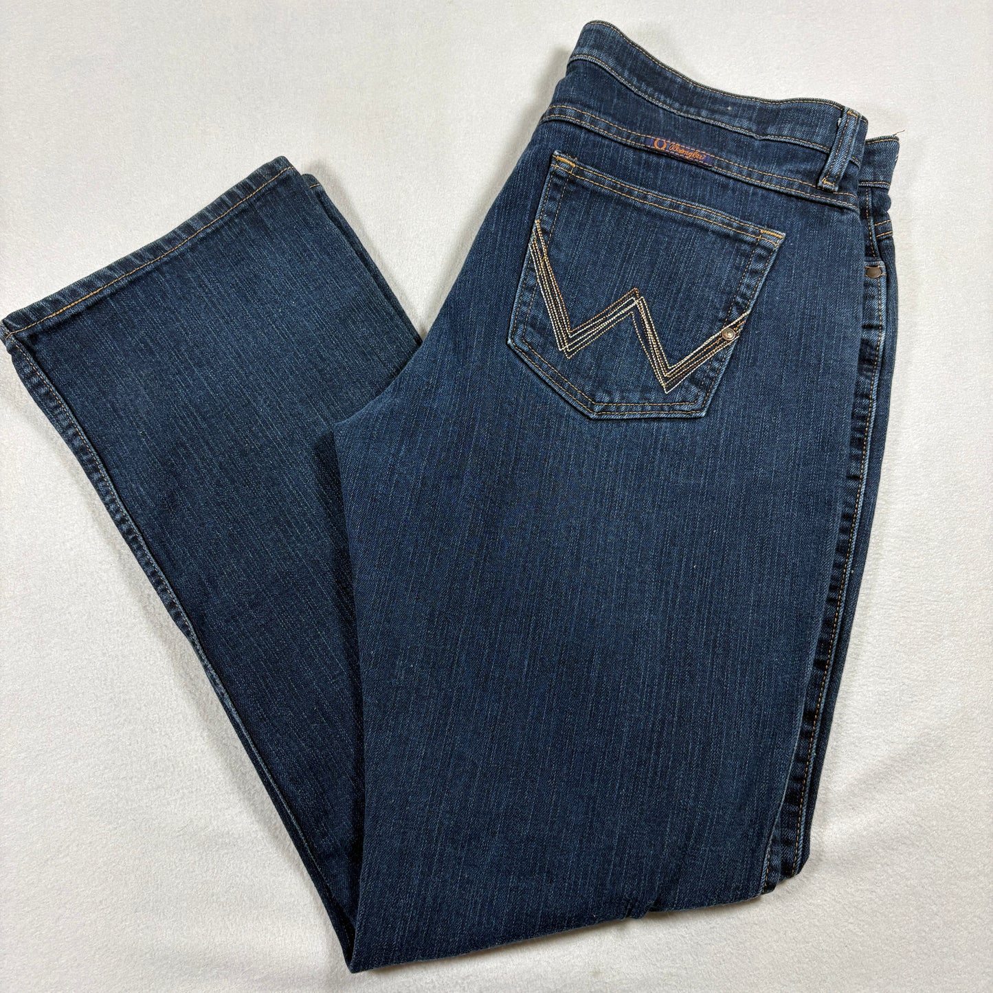 Wrangler Q-Baby Womens Jeans Size 15/16x34 Blue Denim Mid Rise Stretch Bootcut