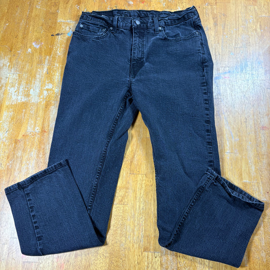 Mens Jeans 35x32 Black Slim Straight Denim Vintage Minimal Streetwear Casual Fit
