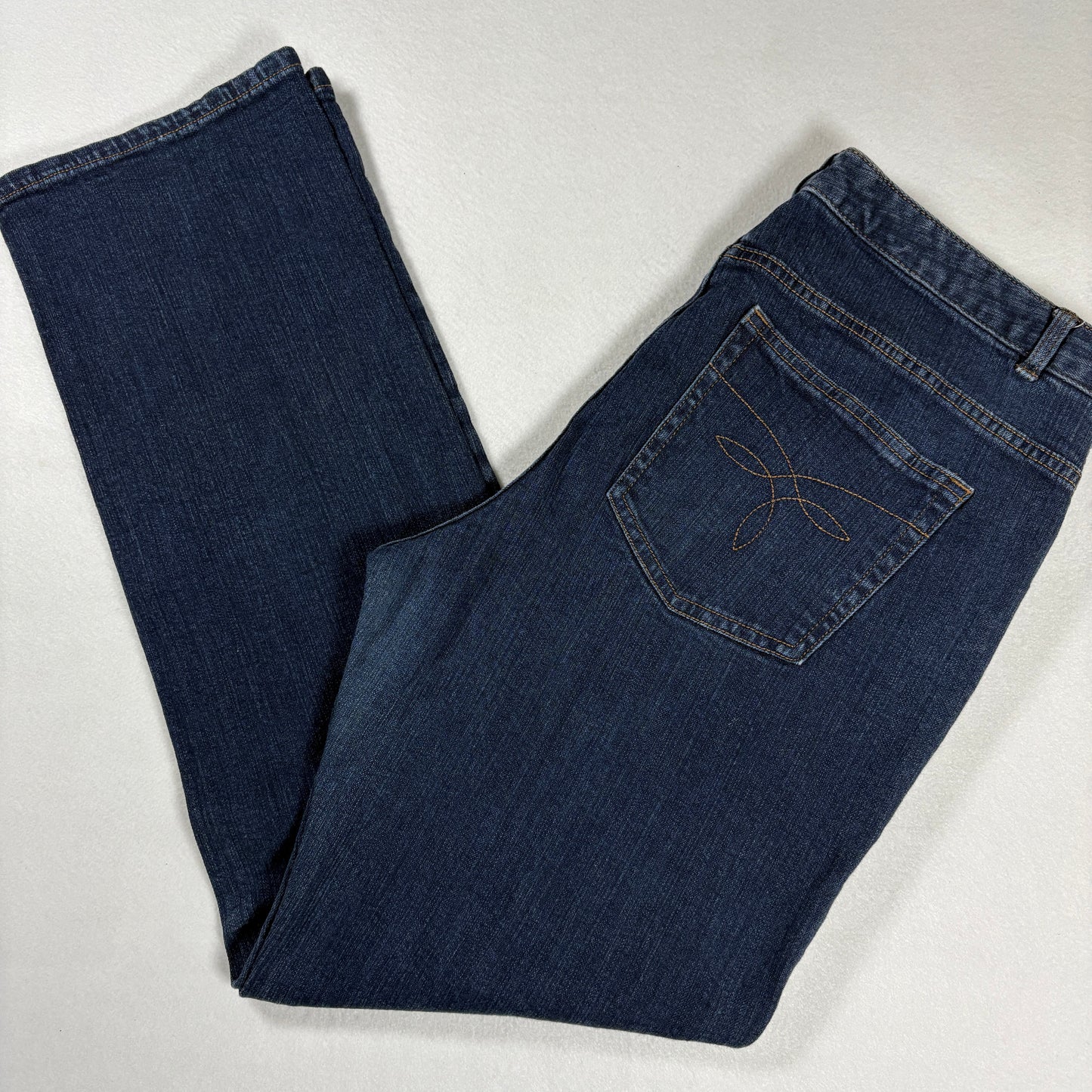 Chaps Womens Jeans Sz 14 Dark Blue Denim Straight Leg Stretch Y2K Vintage