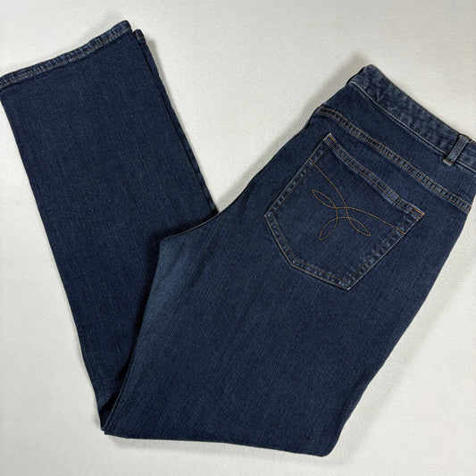Chaps Womens Jeans Sz 14 Dark Blue Denim Straight Leg Stretch Y2K Vintage