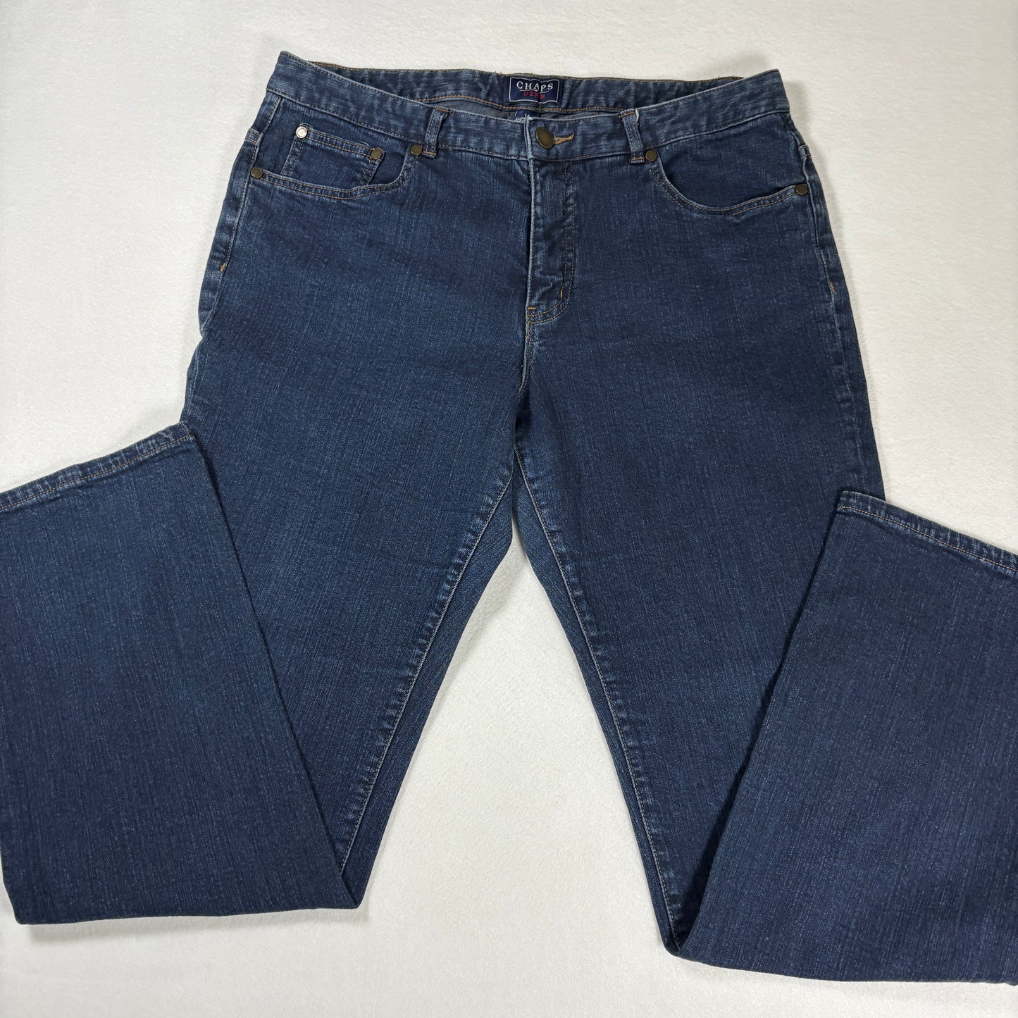Chaps Womens Jeans Sz 14 Dark Blue Denim Straight Leg Stretch Y2K Vintage