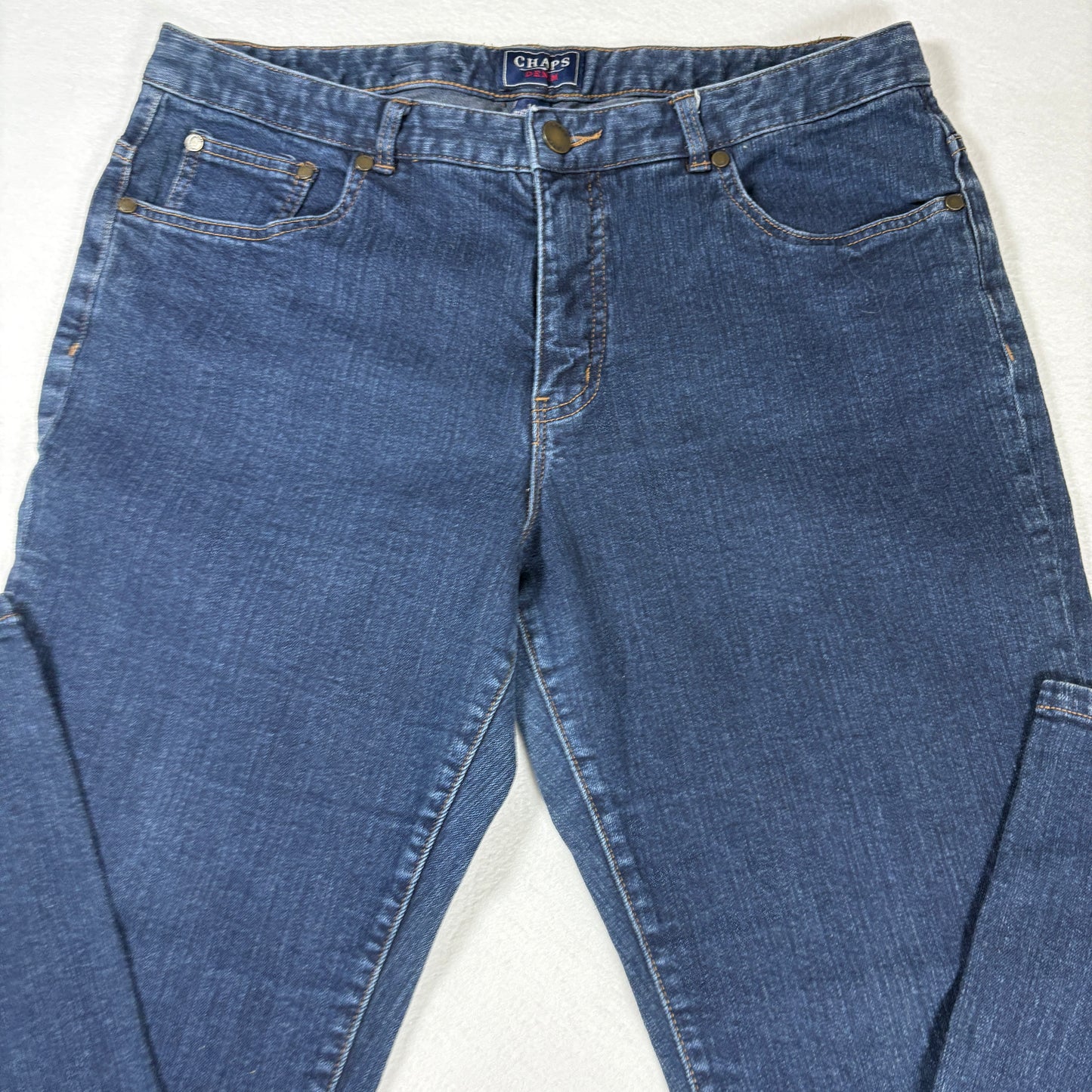 Chaps Womens Jeans Sz 14 Dark Blue Denim Straight Leg Stretch Y2K Vintage