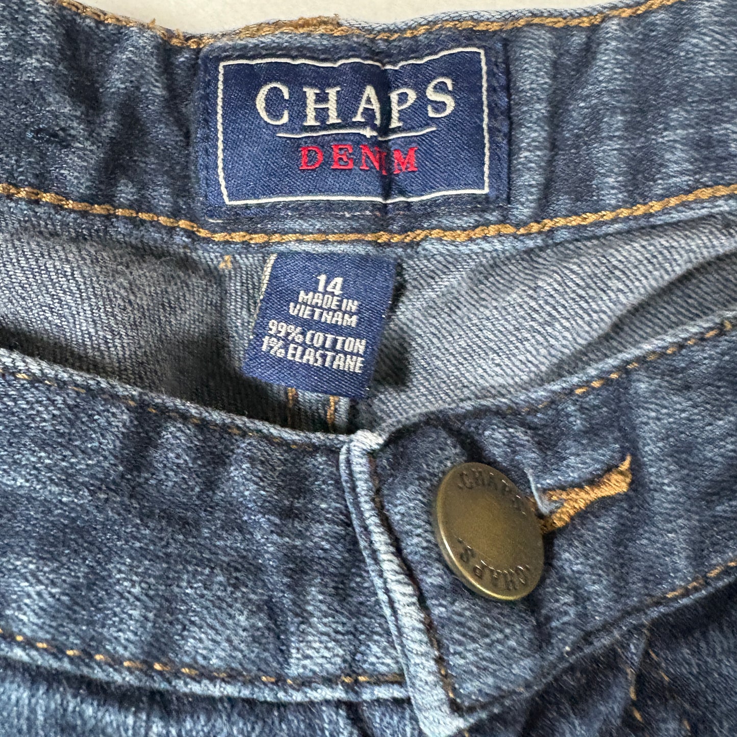 Chaps Womens Jeans Sz 14 Dark Blue Denim Straight Leg Stretch Y2K Vintage