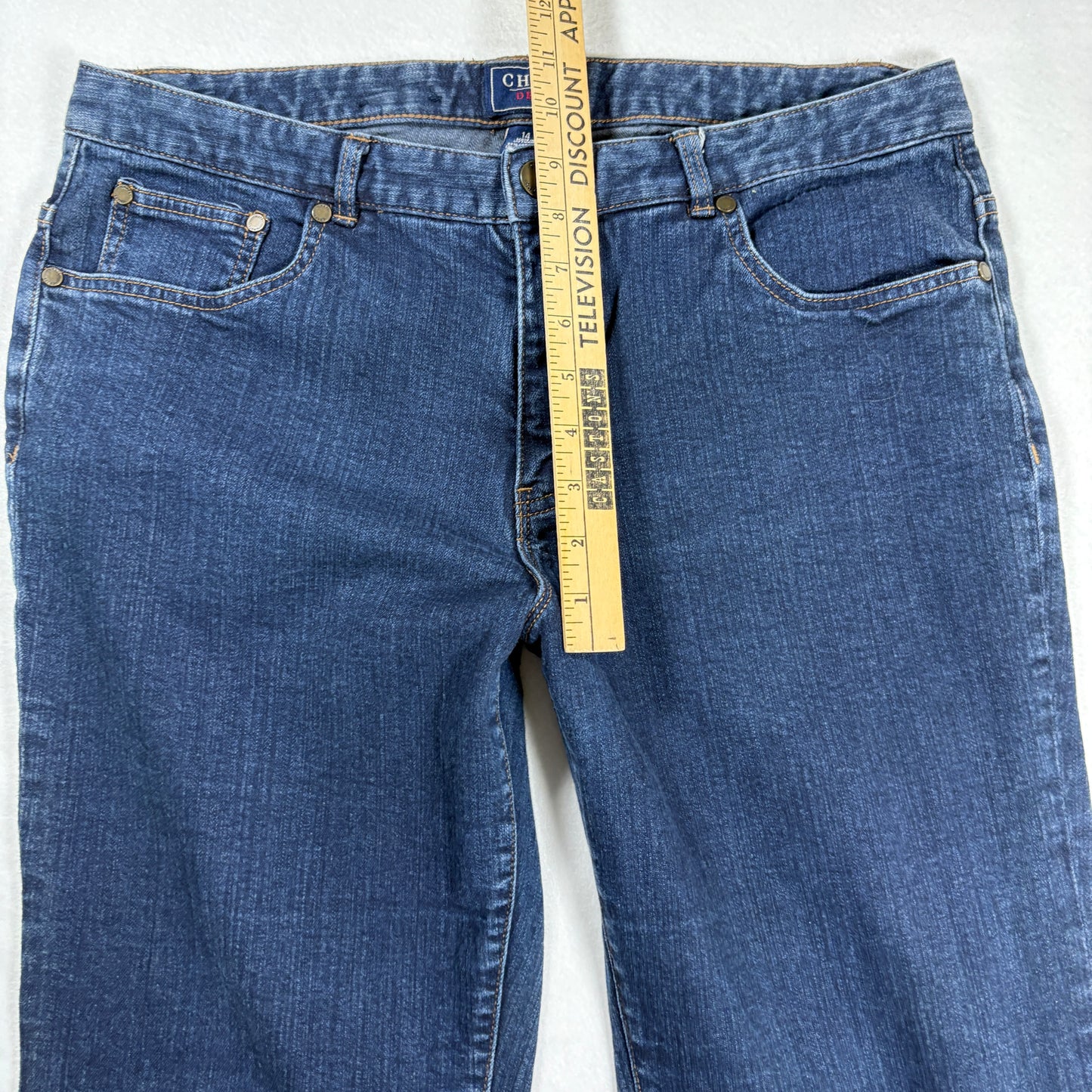 Chaps Womens Jeans Sz 14 Dark Blue Denim Straight Leg Stretch Y2K Vintage