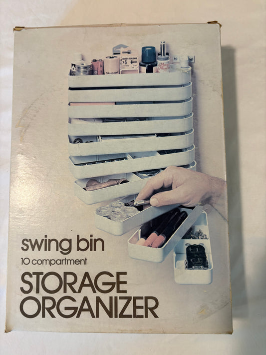 Vintage Swing Bin 10 Compartment Wall Storage Organizer Makeup Craft