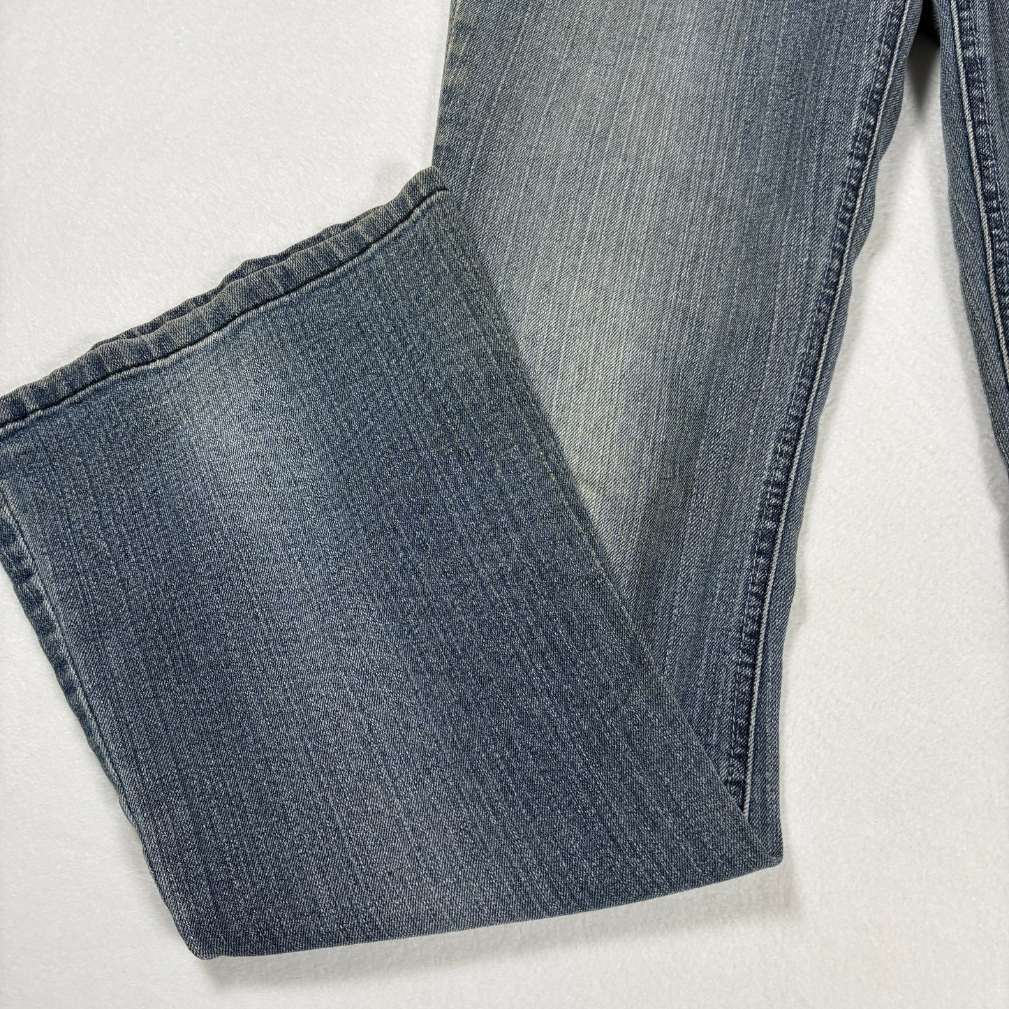 LEI Womens Jeans Sz 7 Low Rise Flare Gray Wash Y2K 2000s Vintage Grunge Ashley