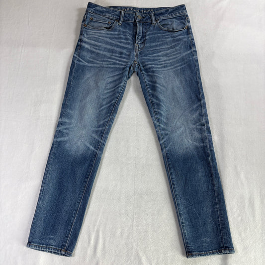 American Eagle Slim Straight Jeans 31x30 Fits Like X Medium Wash Stretch Denim