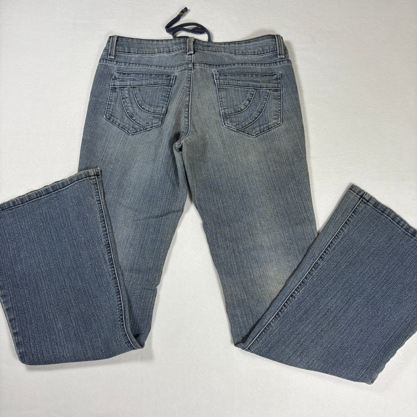 LEI Womens Jeans Sz 7 Low Rise Flare Gray Wash Y2K 2000s Vintage Grunge Ashley