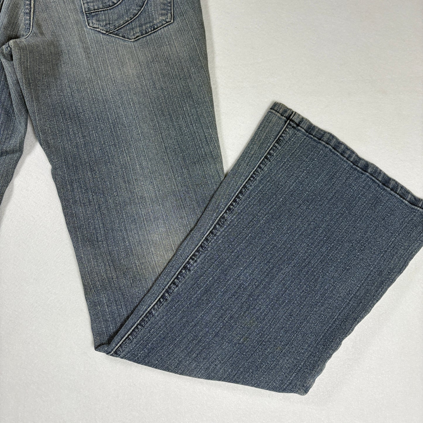 LEI Womens Jeans Sz 7 Low Rise Flare Gray Wash Y2K 2000s Vintage Grunge Ashley