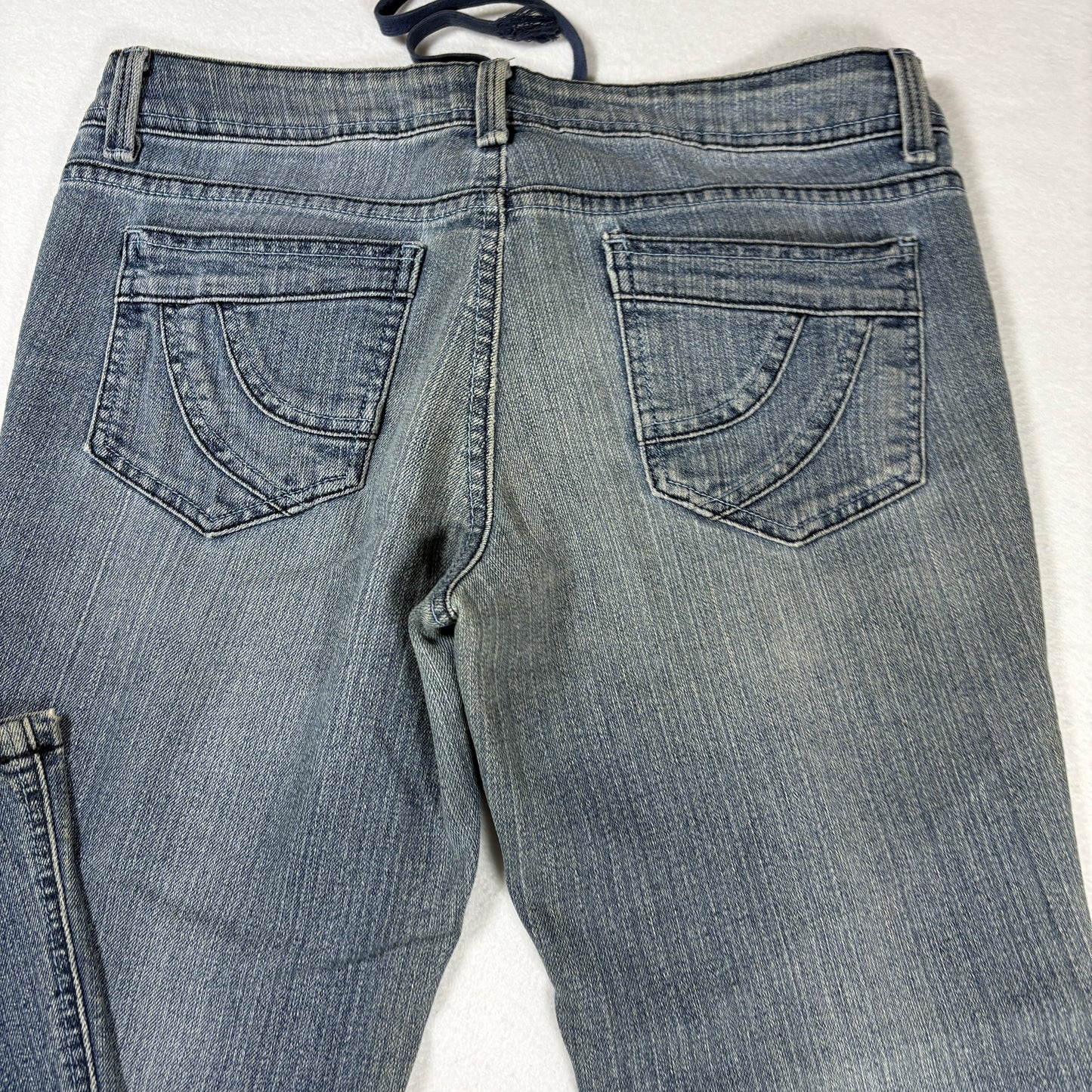 LEI Womens Jeans Sz 7 Low Rise Flare Gray Wash Y2K 2000s Vintage Grunge Ashley