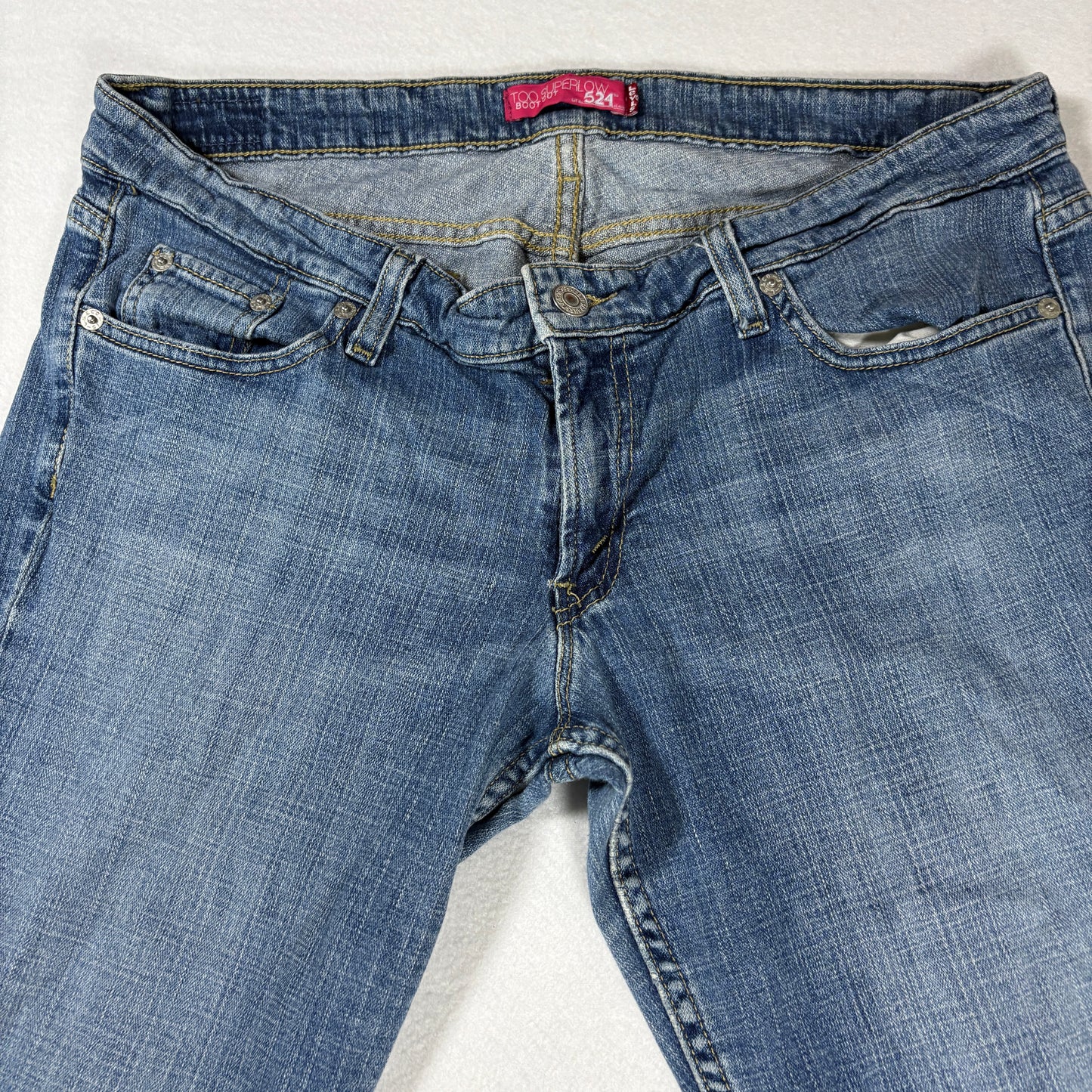 Levis Womens 524 Jeans Sz 13L Blue Denim Bootcut Too Superlow Y2K Vintage