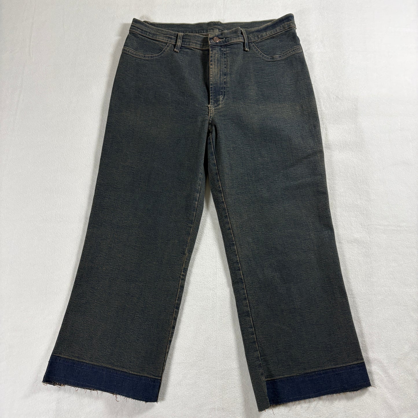 Brazil Rio Wide Leg Jeans Size 38 Vintage 90s Dark Wash Cuffed Hem