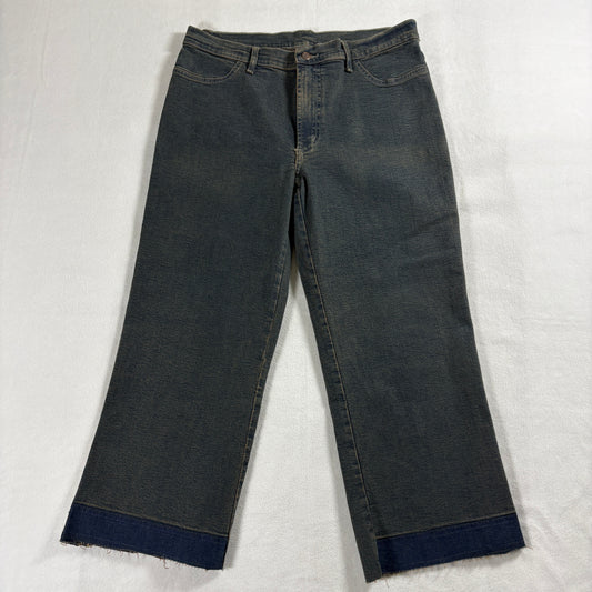 Brazil Rio Wide Leg Jeans Size 38 Vintage 90s Dark Wash Cuffed Hem