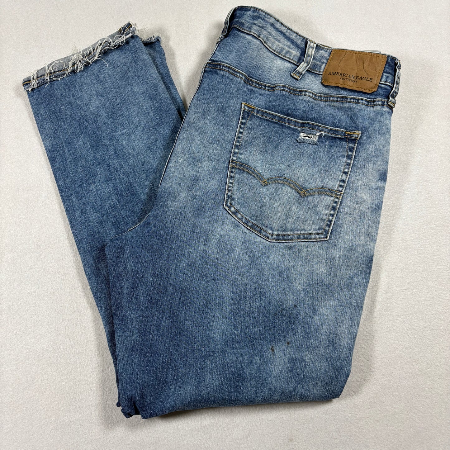 American Eagle Mens 40x30 Distressed Jeans Extreme Flex Light Wash Y2K Grunge