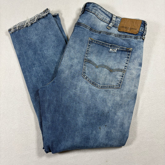 American Eagle Mens 40x30 Distressed Jeans Extreme Flex Light Wash Y2K Grunge