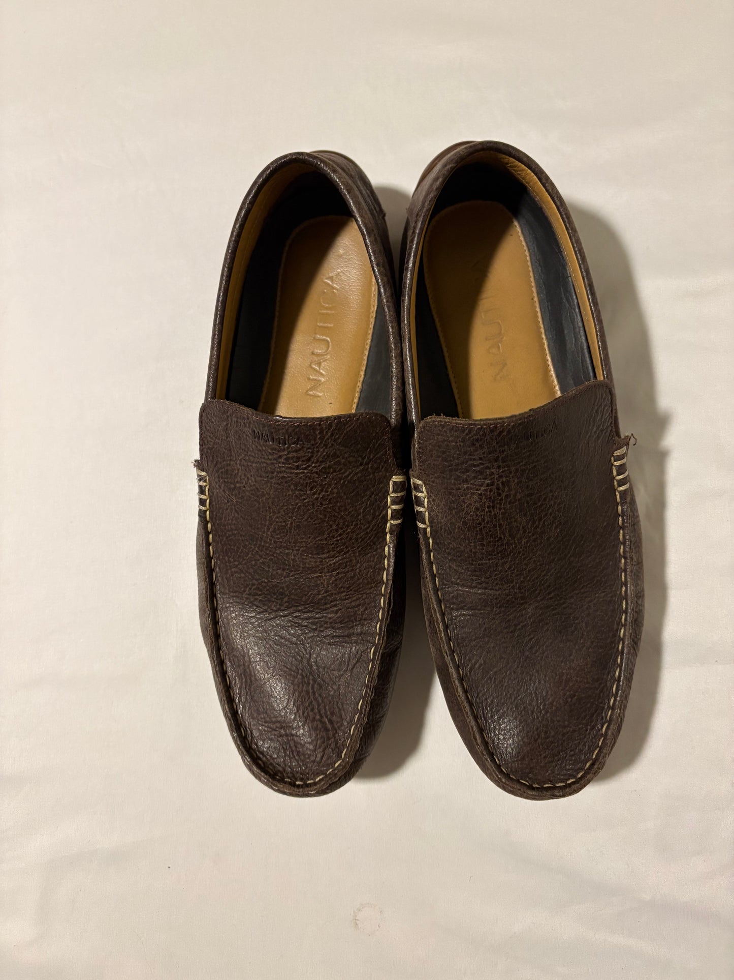 Nautica Brown Leather Driving Moc Loafers Men’s Size 11 – Slip-On Casual Shoes
