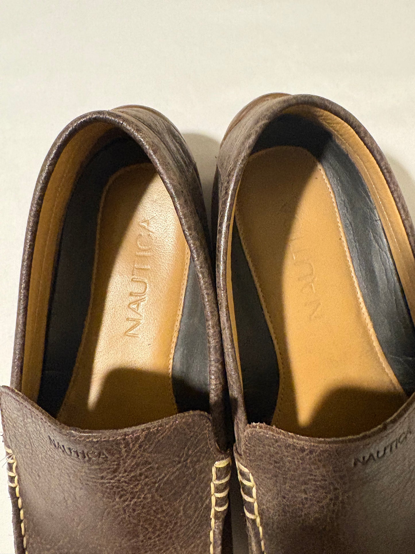 Nautica Brown Leather Driving Moc Loafers Men’s Size 11 – Slip-On Casual Shoes