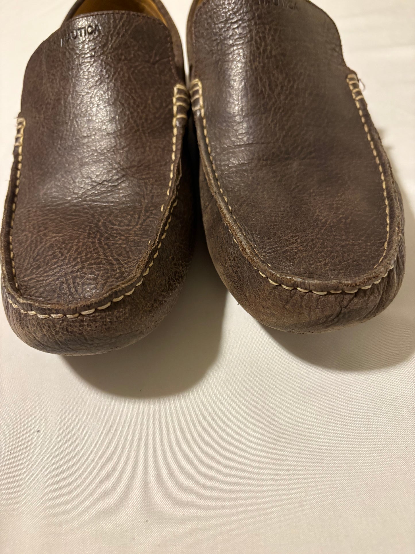 Nautica Brown Leather Driving Moc Loafers Men’s Size 11 – Slip-On Casual Shoes