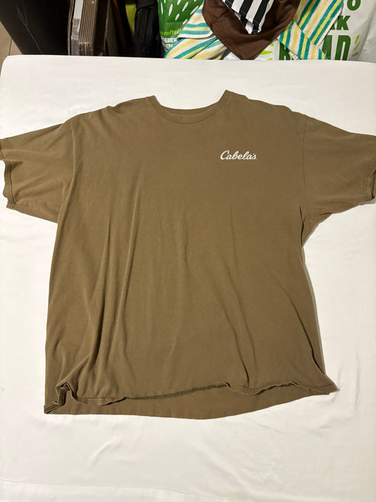 Cabela’s Men’s Brown Logo T-Shirt 2XL Short Sleeve Outdoor Hunting Fishing Tee