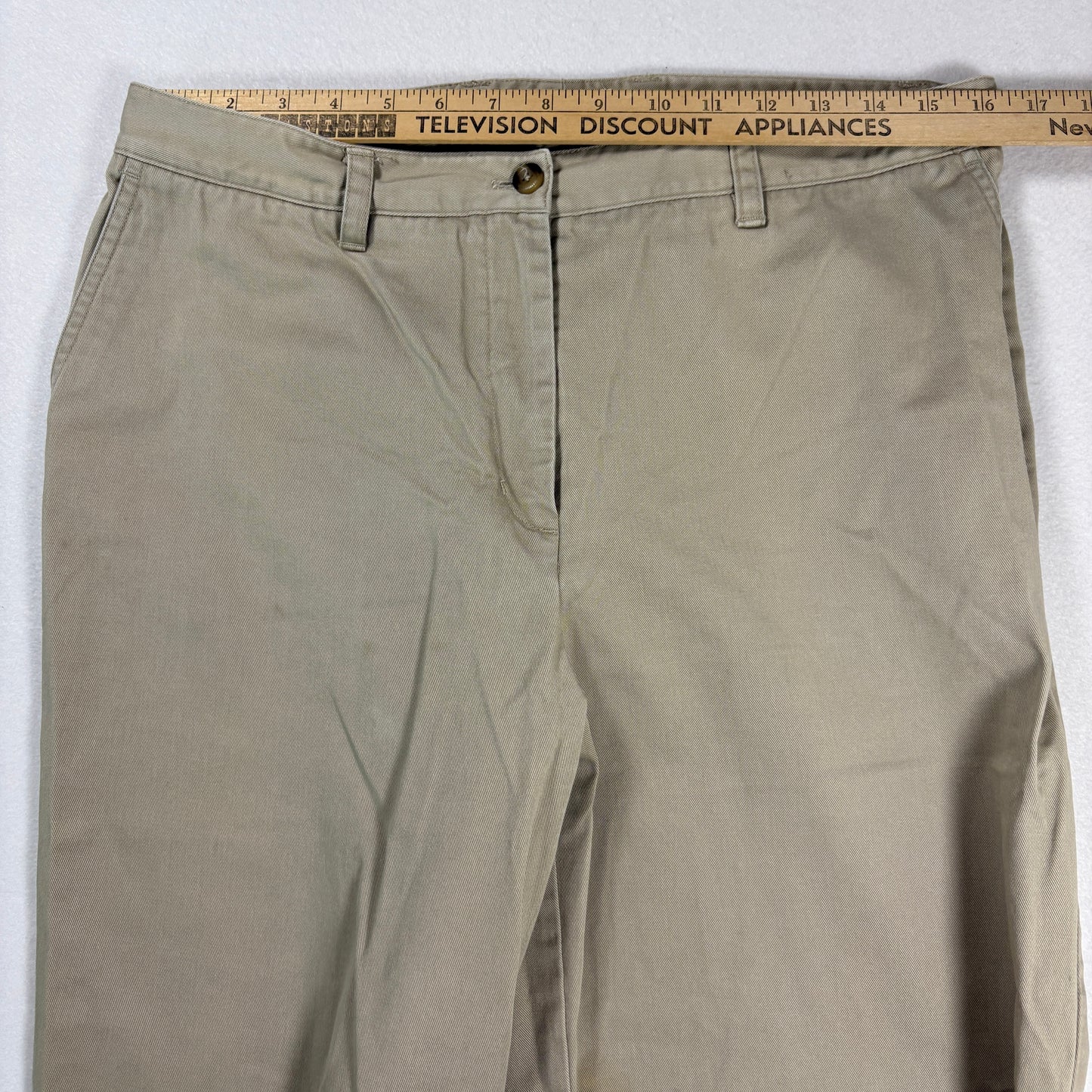 Eddie Bauer Womens Chino Pants Sz 14 Khaki Beige Cotton Straight Classic