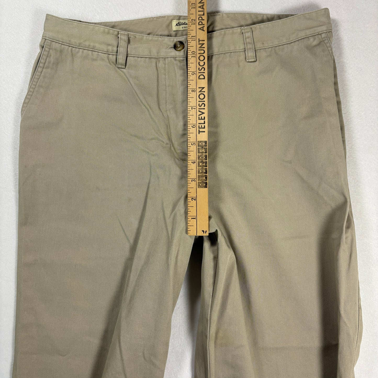 Eddie Bauer Womens Chino Pants Sz 14 Khaki Beige Cotton Straight Classic