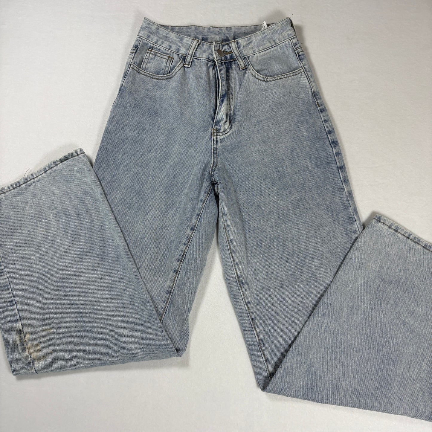 Shein Womens Jeans Sz XS 2 Light Wash High Rise Straight Baggy Y2K Vintage