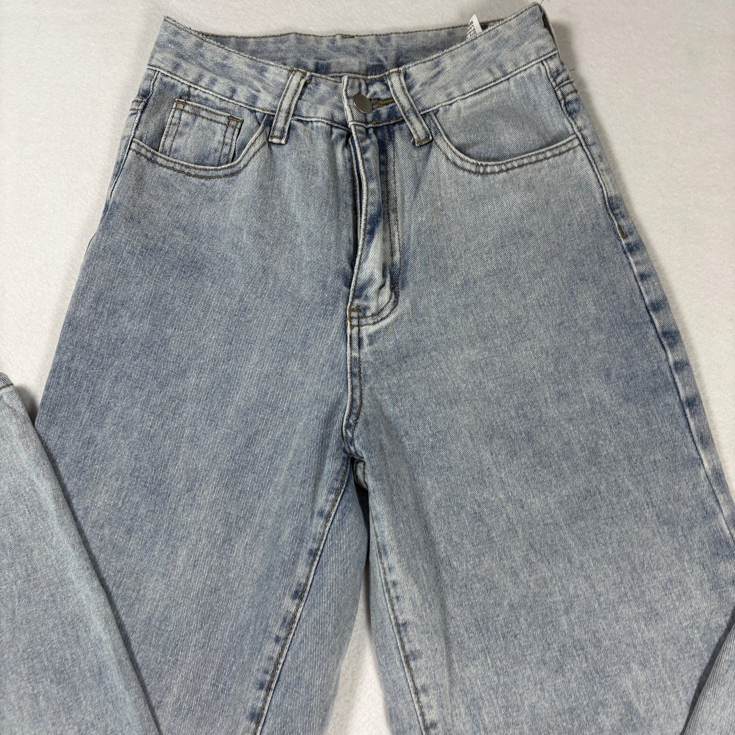 Shein Womens Jeans Sz XS 2 Light Wash High Rise Straight Baggy Y2K Vintage