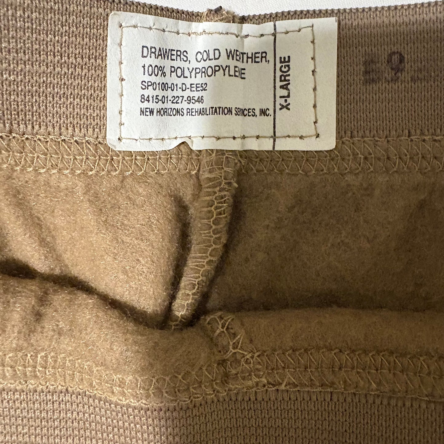 USGI Cold Weather Polypropylene Thermal Long Johns Bottoms X-Large Brown