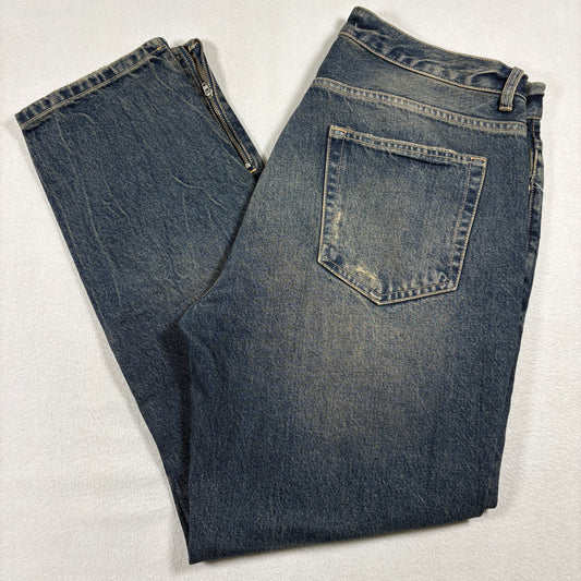 Zara Mens 36 Distressed Jeans Medium Wash Relaxed Fit Y2K Grunge Denim