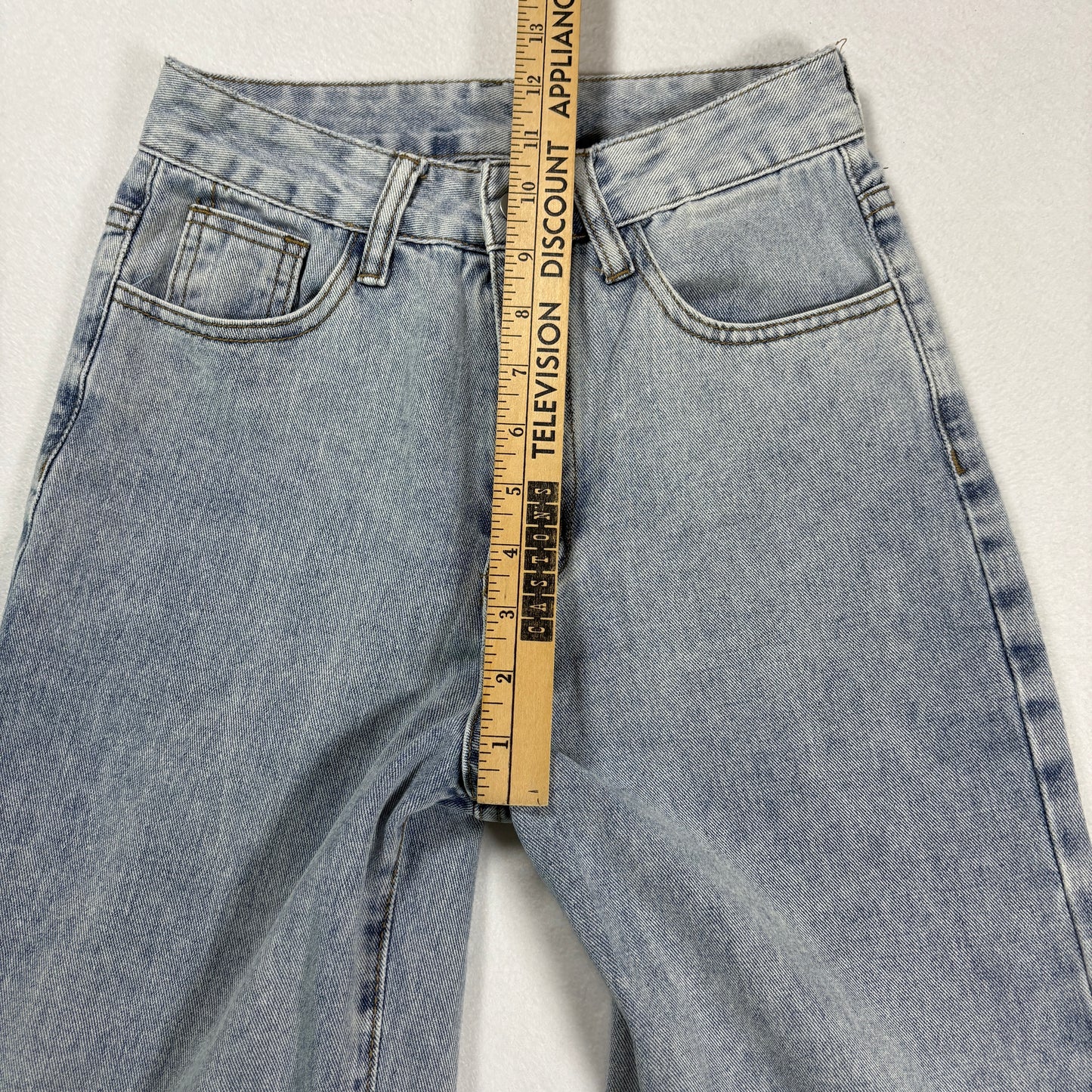Shein Womens Jeans Sz XS 2 Light Wash High Rise Straight Baggy Y2K Vintage
