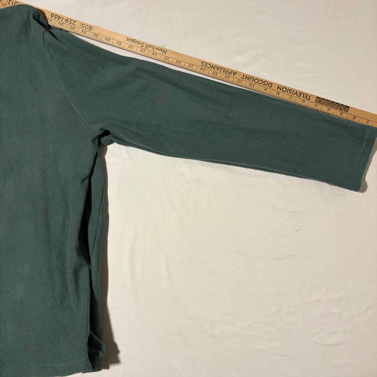 Jachs New York XL Green Waffle Knit Long Sleeve Henley Shirt Cotton Blend