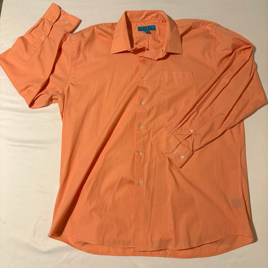 Bristol & Bull XL Orange Dress Shirt Long Sleeve Button Front Cotton Blend 17 1/2 34/35