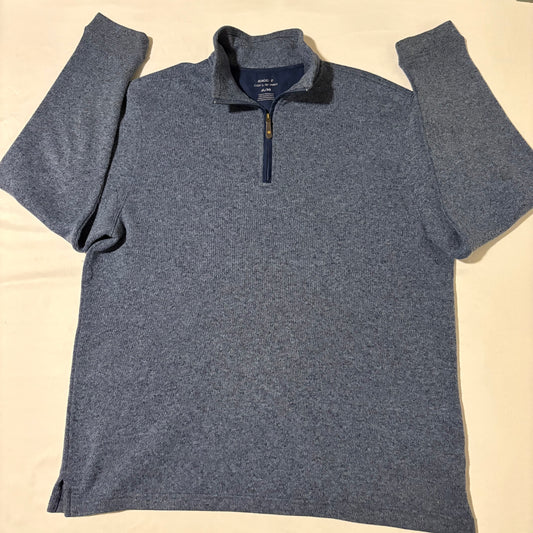 Haggar COCL 18 Pro XL Blue Heather Quarter Zip Pullover Sweater Knit Casual