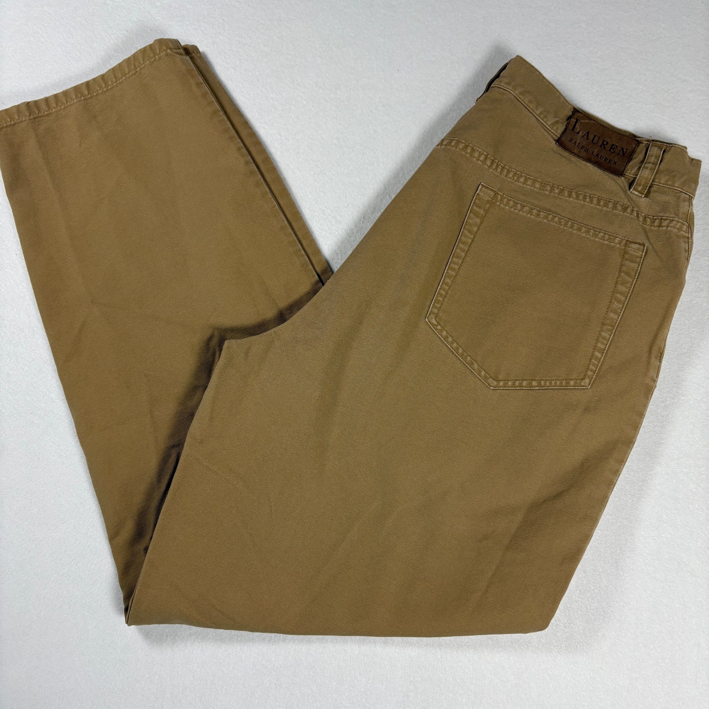 Lauren Ralph Lauren Womens Pants Sz 14 Khaki Brown Cotton Straight Classic
