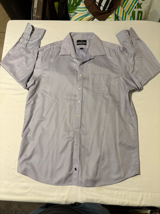 Hart Schaffner Marx 17.5 34 Dress Shirt Long Sleeve 100% Pima Cotton Non Iron Stripe