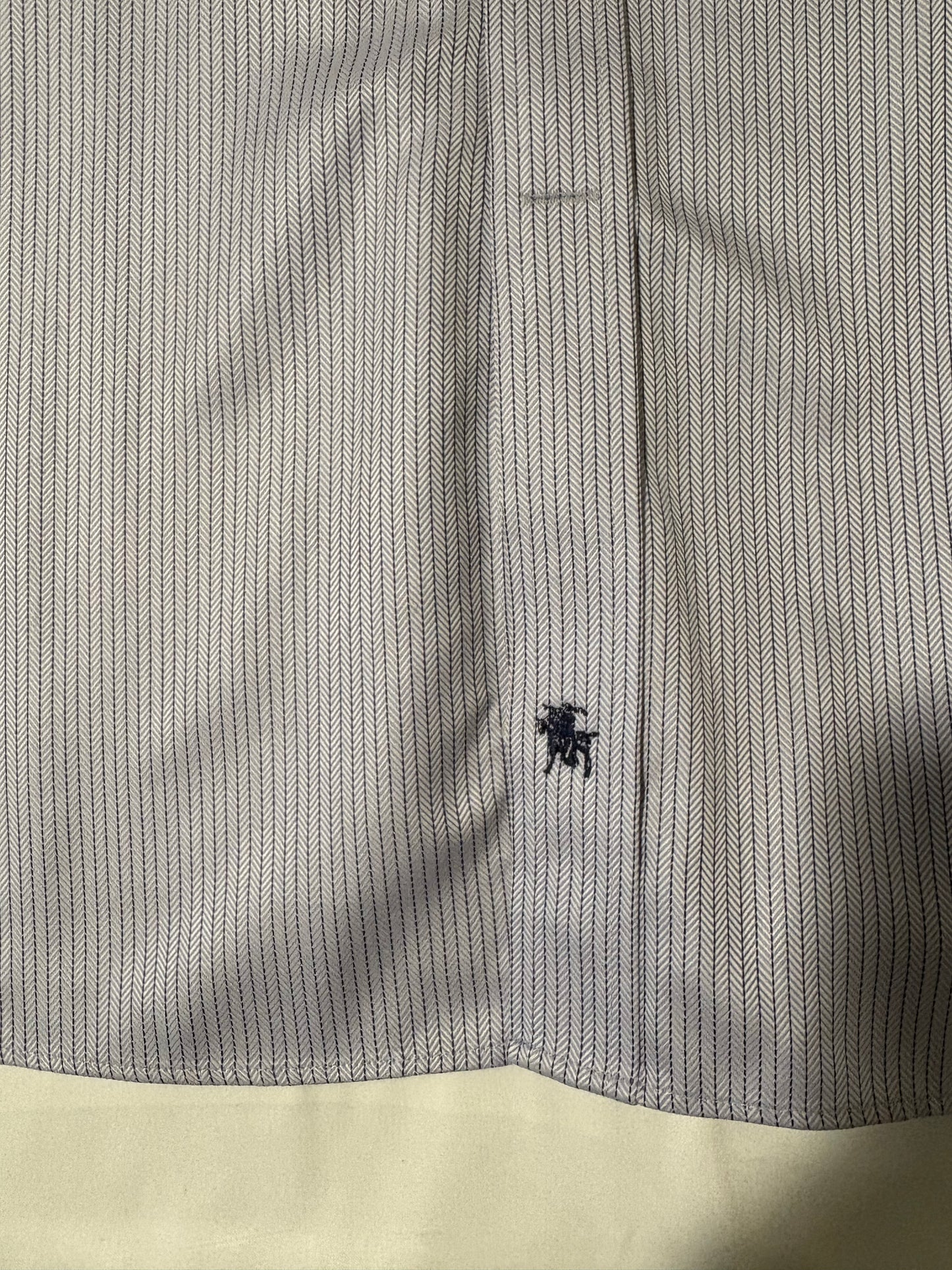 Hart Schaffner Marx 17.5 34 Dress Shirt Long Sleeve 100% Pima Cotton Non Iron Stripe