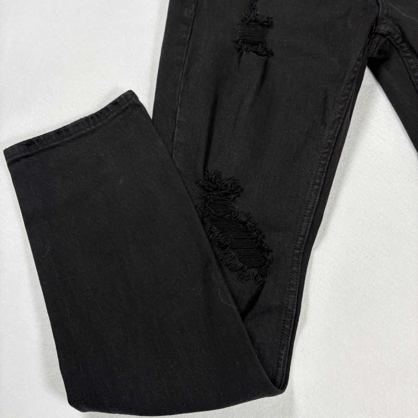 RSQ Mens Jeans Sz 30x32 Black Denim Slim Fit Distressed Ripped Grunge Y2K