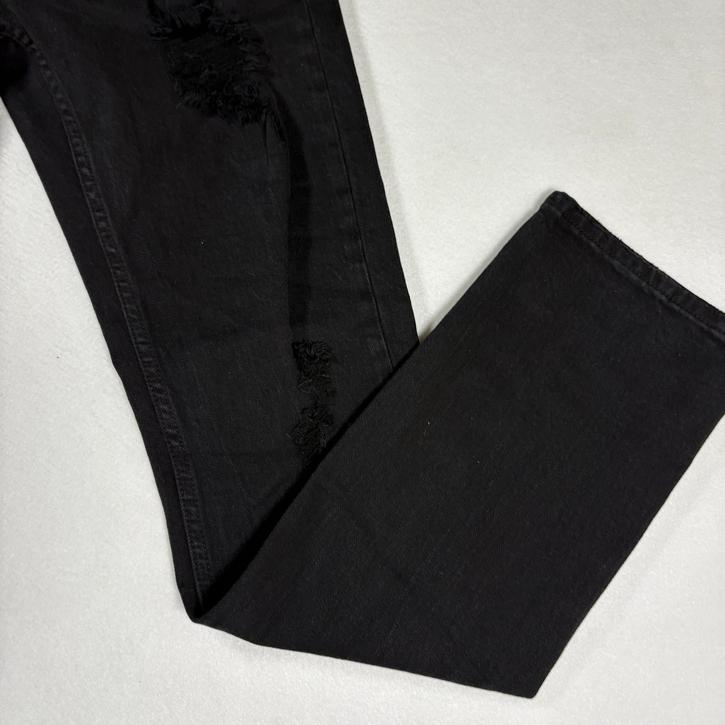 RSQ Mens Jeans Sz 30x32 Black Denim Slim Fit Distressed Ripped Grunge Y2K