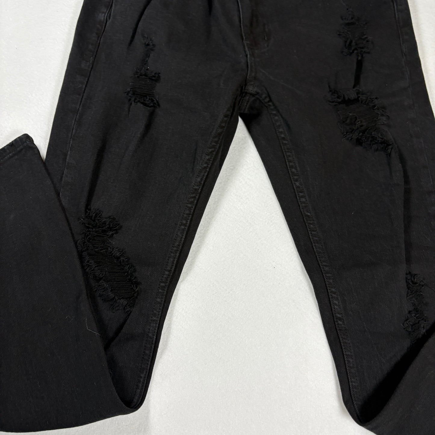 RSQ Mens Jeans Sz 30x32 Black Denim Slim Fit Distressed Ripped Grunge Y2K